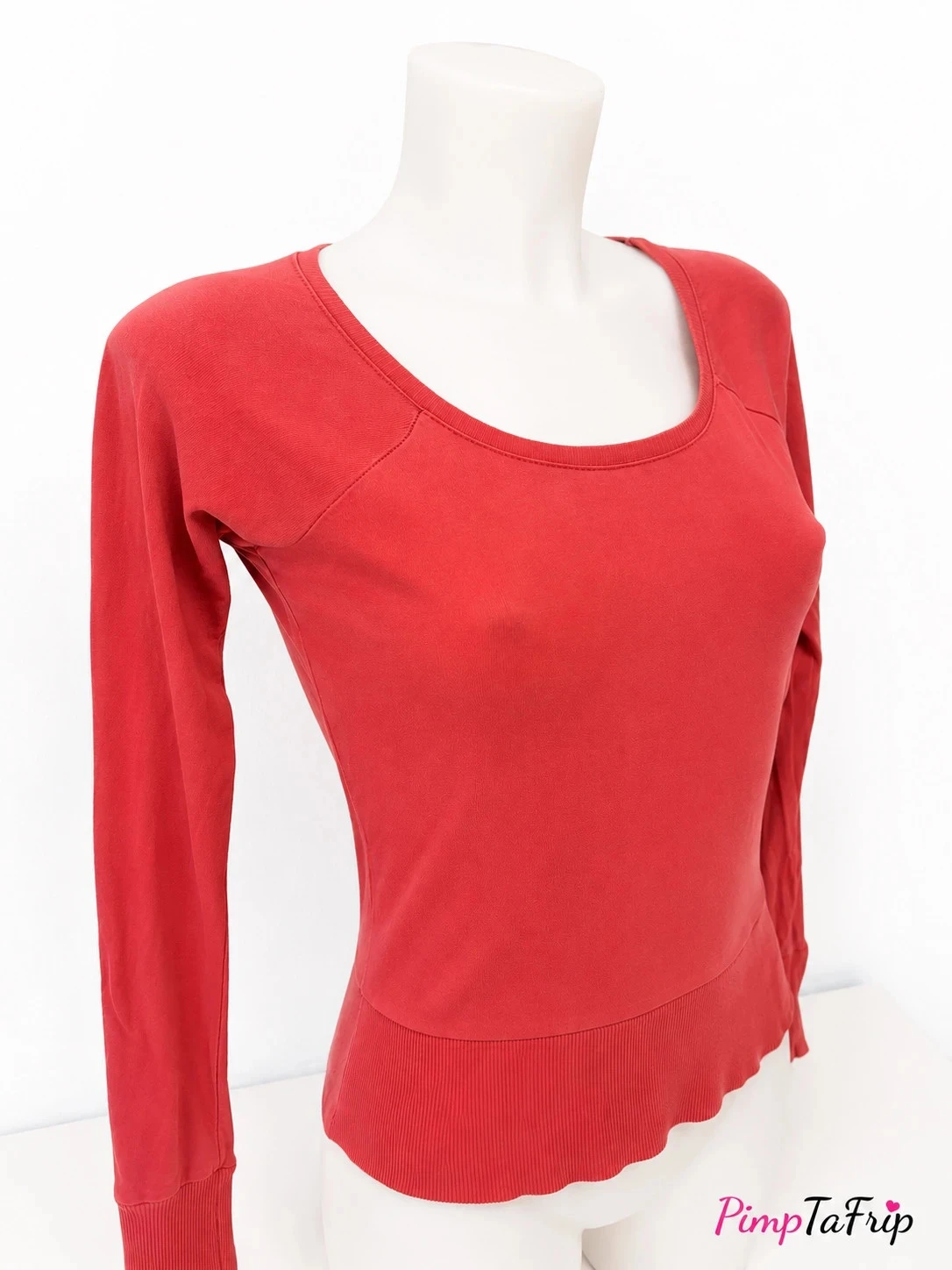 T-shirt H&M manches longues corail – Bas côtelé – Taille 38 – photo 2